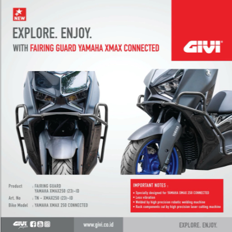 CrashBar GIVI Xmax Connected  Xmax Lama Pelindung Body Yamaha Xmax Tubular Crash Bar Engine Guard GI