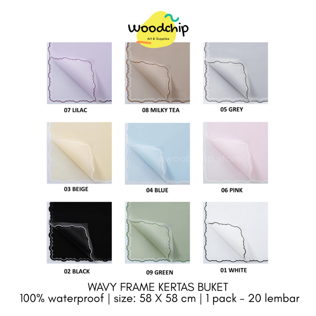 

[LEMBAR] WAVY FRAME CELLOPHANE | KERTAS BUKET BUNGA - KERTAS KADO - WRAPPING PAPER - SAMPUL BUKU