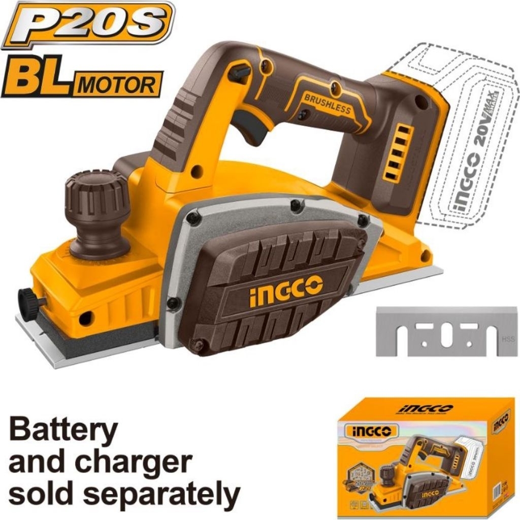 CRLI20401 - CORDLESS MESIN SERUT KETAM PLANNER PLANER KAYU 3" UNIT INGCO