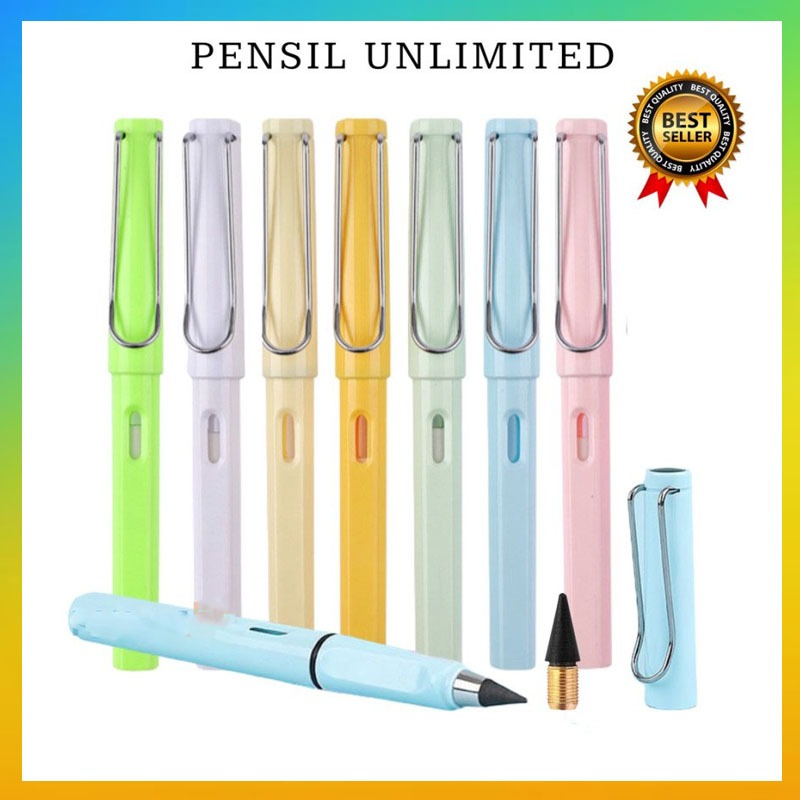 

Pensil Tanpa Batas HB 0.5mm / Eternal Pencil Pensil Ajaib Tanpa Rautan + Penghapus Untuk Menulis Menggambar / Premium Unlimited Writing Inkless Rubber Eraser / Pena Perlengkapan Alat Tulis Sekolah Anak Sketsa High Tech Nib
