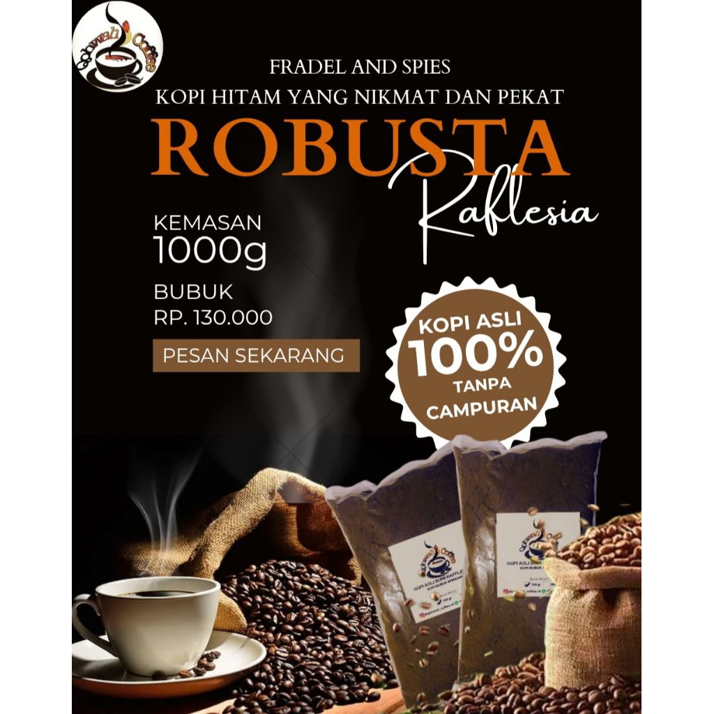 

Bubuk Kopi Robusta 1kg, Tanpa Campuran, 100% asli kopi pilihan