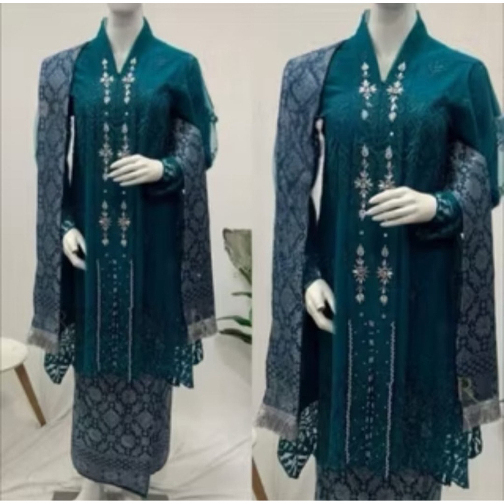 READY SETELAN KEBAYA BRUKAT TILLE SONGKET SELENDANG KEKINIAN // SETELAN KEBAYA WISUDA DAN KONDANGAN 