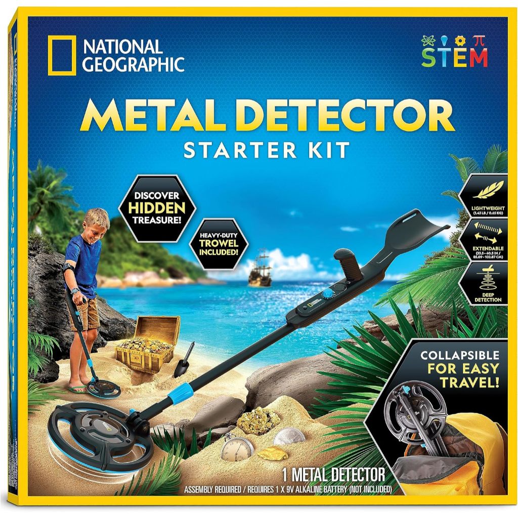 Geographic Starter Metal Detector Kit for Kids - Kids Metal Detector with 7.4" Waterproof Coil