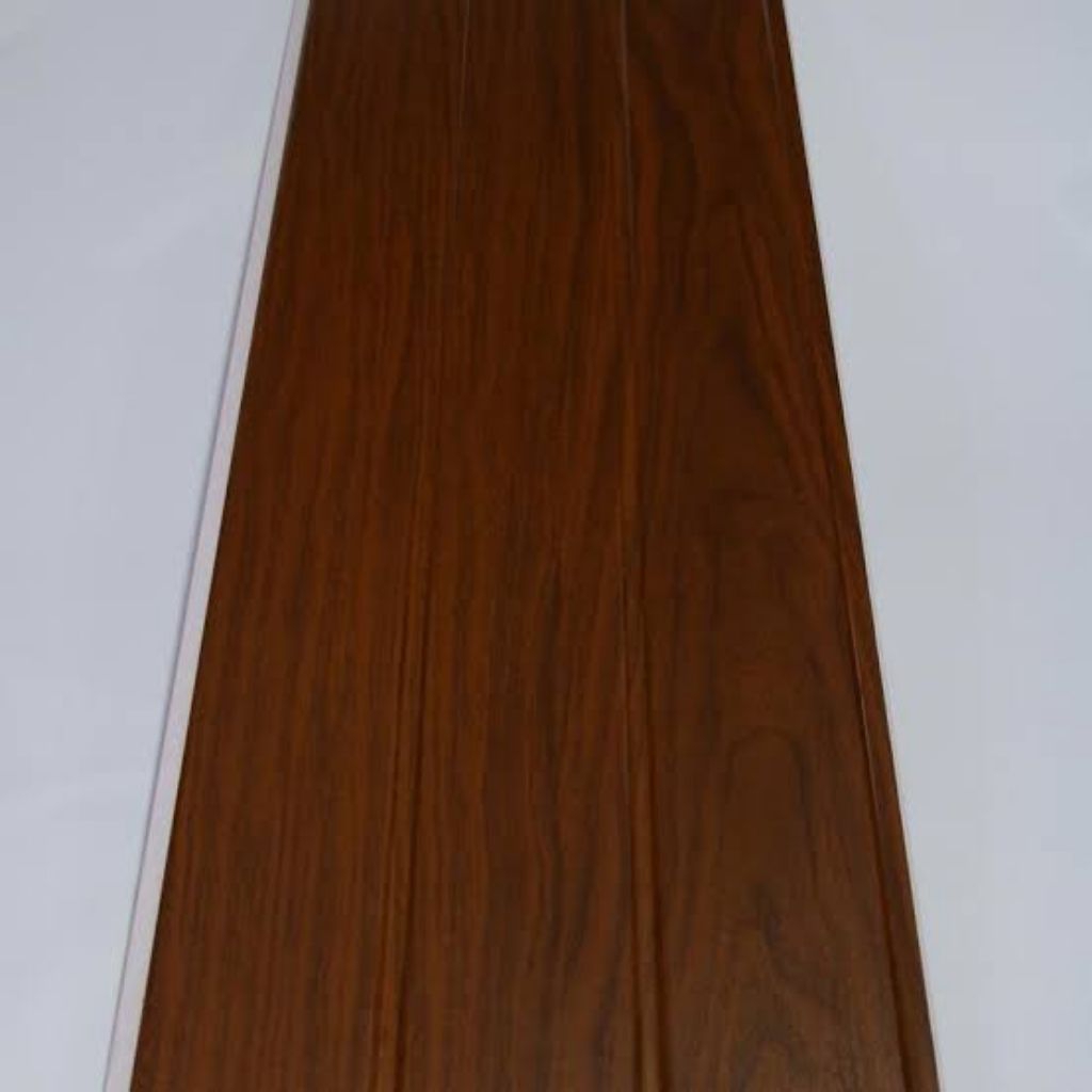 Plafon pvc coklat motif kayu glosy potongan