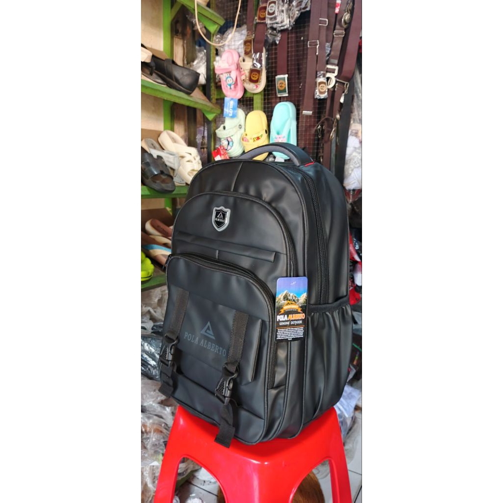Tas Ransel Sekolah Cowo Warna Hitam Polo Alberto