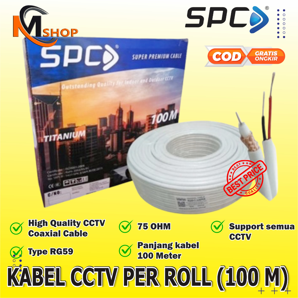 Kabel CCTV RG59 + Power SPC 100M RG 59 100 Meter
