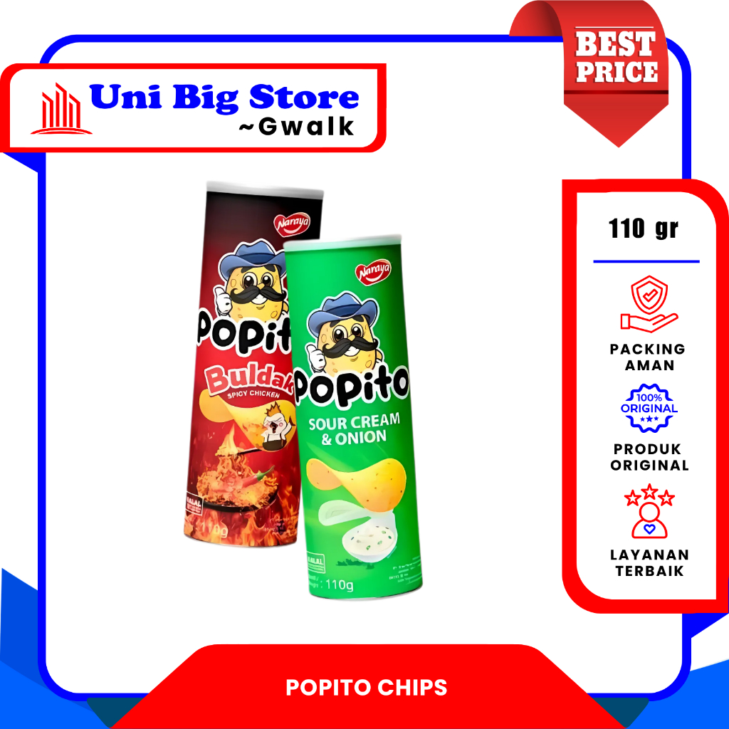 

NARAYA POPITO POTATO STICK STIK SNCAK BULDAY SPICY CHICKEN - SOUR CREAM & ONION - 110 gr
