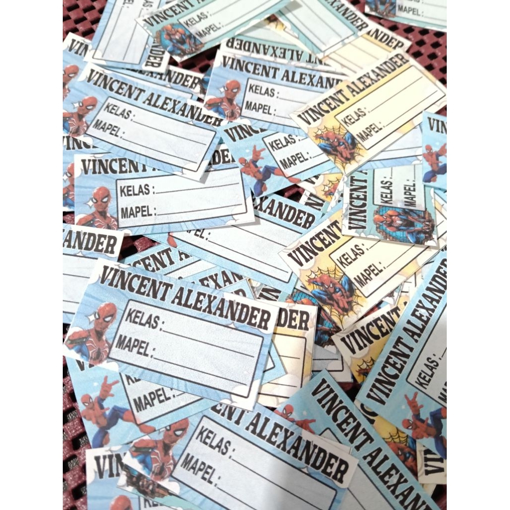 

STICKER NAMA /STICKERBUKU/MOTIF SPIDERMAN