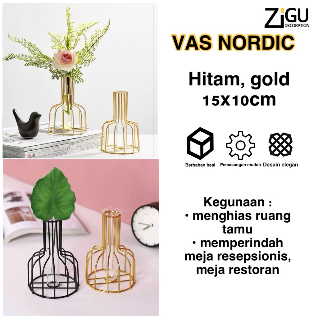 Vas Gold Nordic Gold Vas Bunga Gold Vas Besi Aesthetic Vas Bunga Besi Nordic