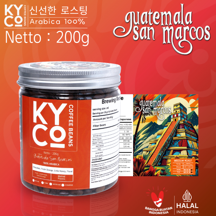 

Biji Kopi Arabika Guatemala San Marcos 200 gram - Impor Beans Grade 1 | Roast Beans | Brewing | Medium Roast | Fillter | Blend Kopi | Kiyowo Coffee Roastery