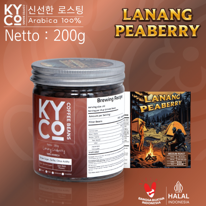 

Biji Kopi Arabika Lanang Peaberry 200 gram - Gayo Arabika Semi Wash Grade 1 | Roast Beans | Brewing | Medium Roast | Fillter | Blend Kopi | Kiyowo Coffee Roastery
