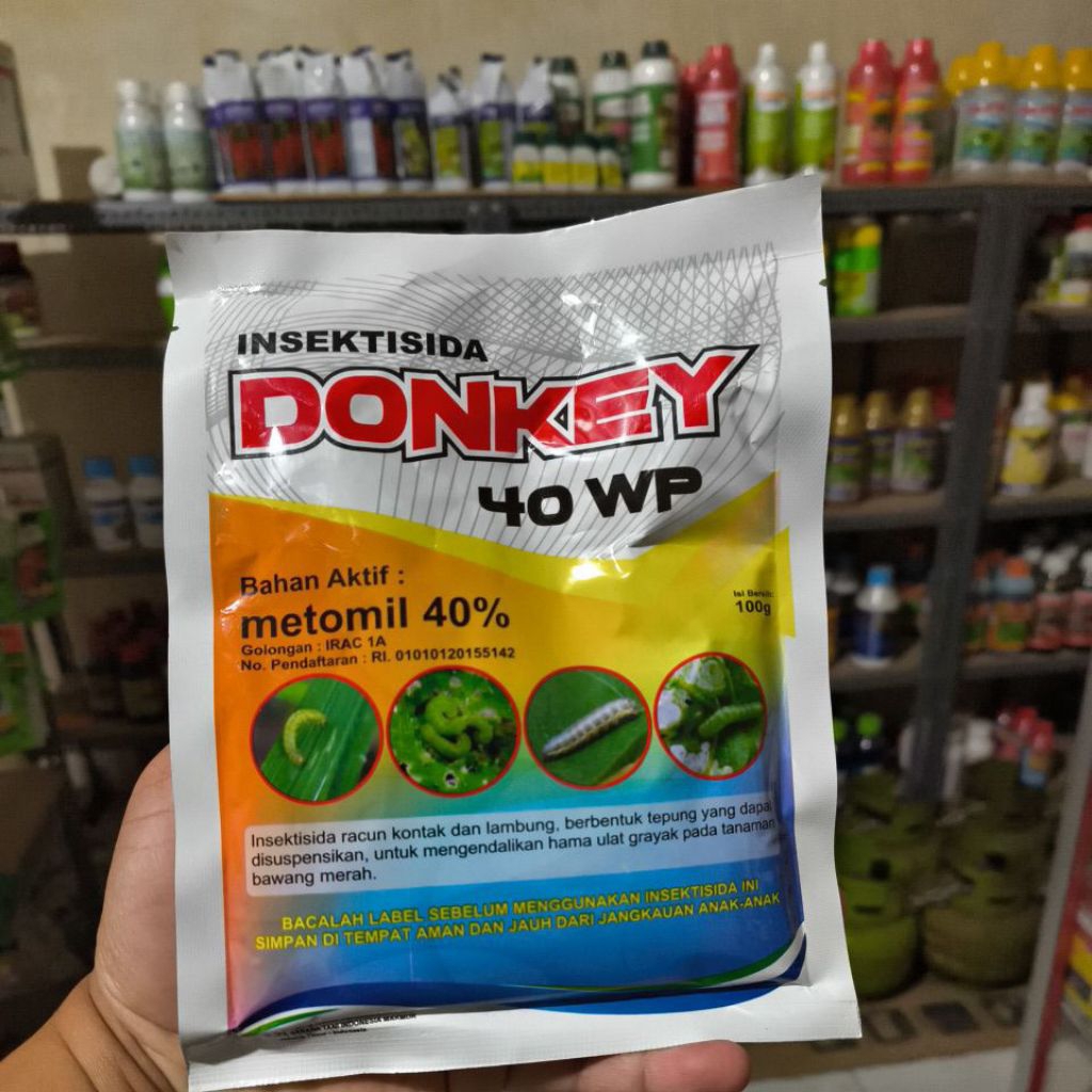 INSEKTISIDA DONKEY 40 WP BAHAN AKTIF METOMIL 40% 100 GR