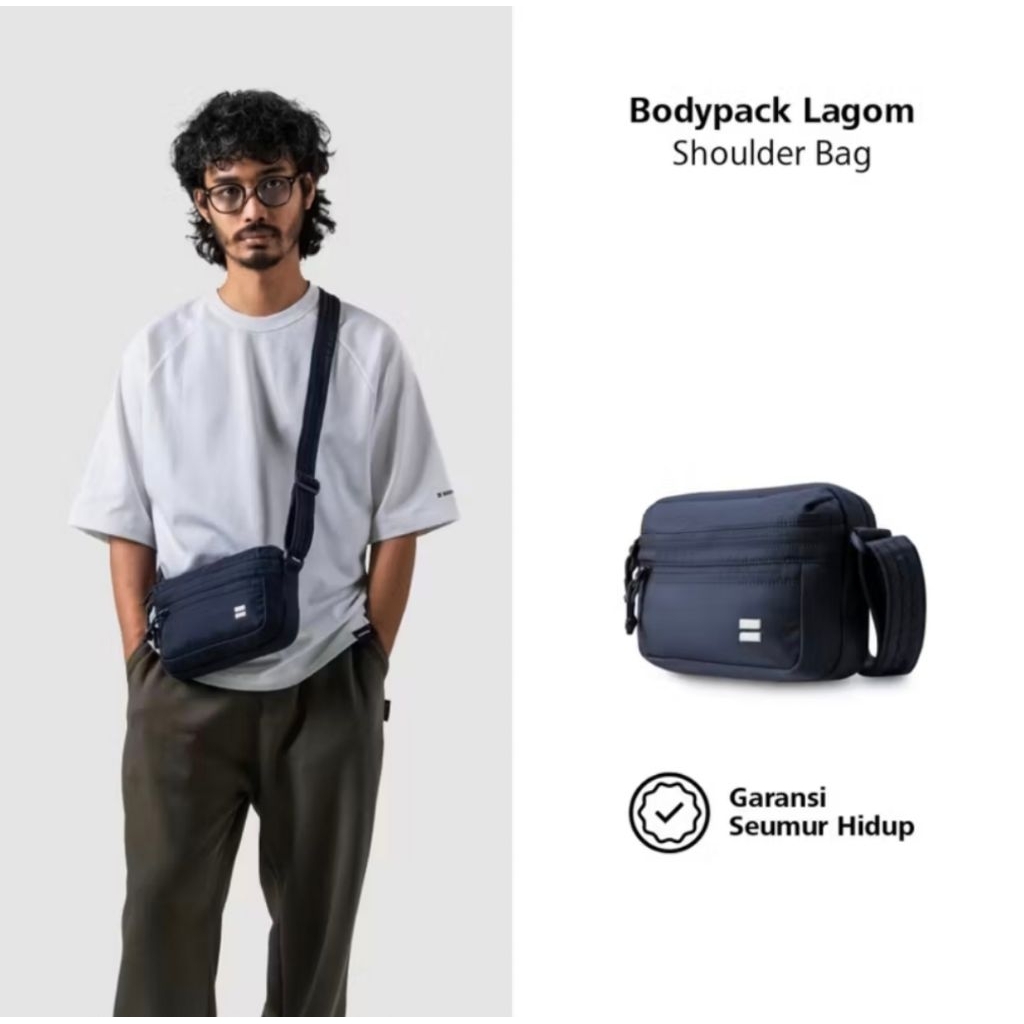 [100% ORI] Bodypack Lagom Shoulder Basic Shoulder Bag 14 Inch Tas Selempang Travel Simpel Durable Pr