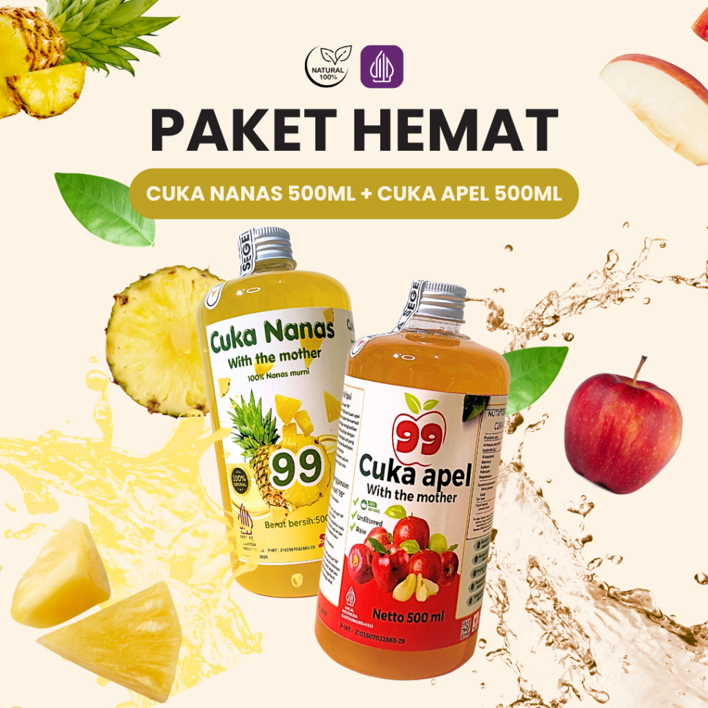 

PAKET HEMAT Cuka Apel Cuka Nanas Asli 100% Original Tanpa Pengawet 500 ml