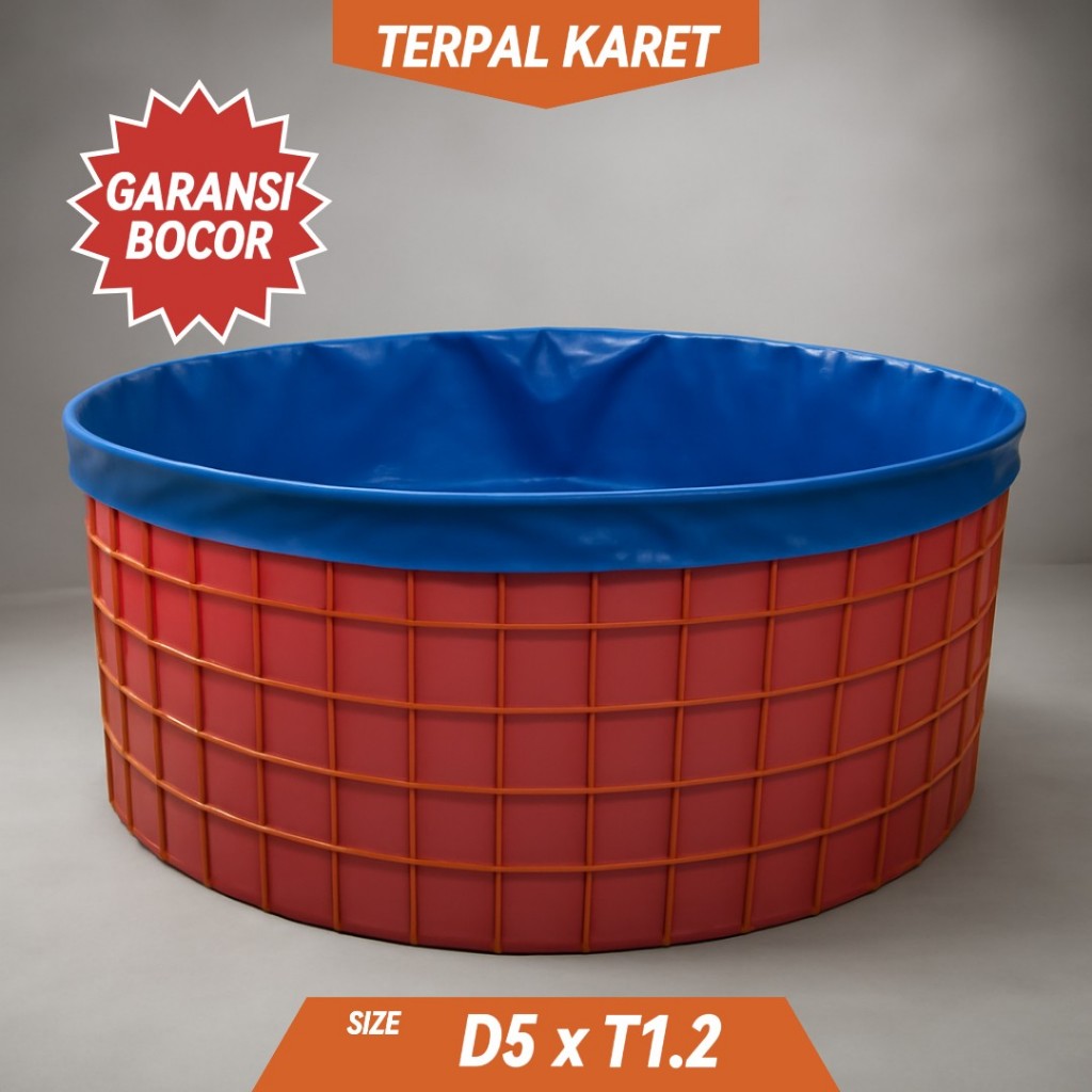 Kolam Terpal Bulat D5x1.2 Tebal PVC ORCHID SEMI KARET - Diameter 5M