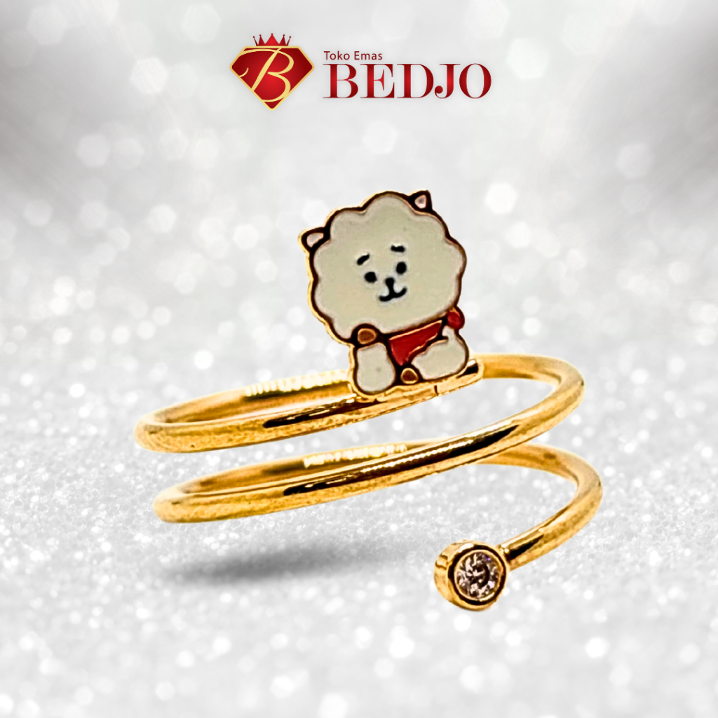 Cincin Emas Spiral BT21 RJ Alpaca BTS | Perhiasan Emas Cincin Ring | Jewelry Ring Gold KPOP Lucu