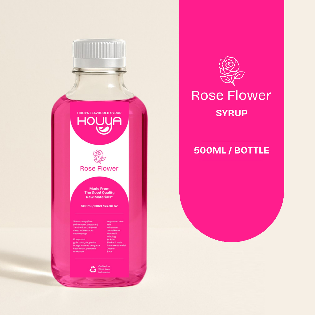

Houya Rose Flower syrup 500ml - sirup rasa Rose Flower
