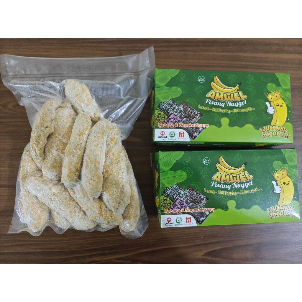 

Amwel Pisang Nugget Medan Crispy Original Full Wijen Frozen Vacumm Pack 1000 Gram