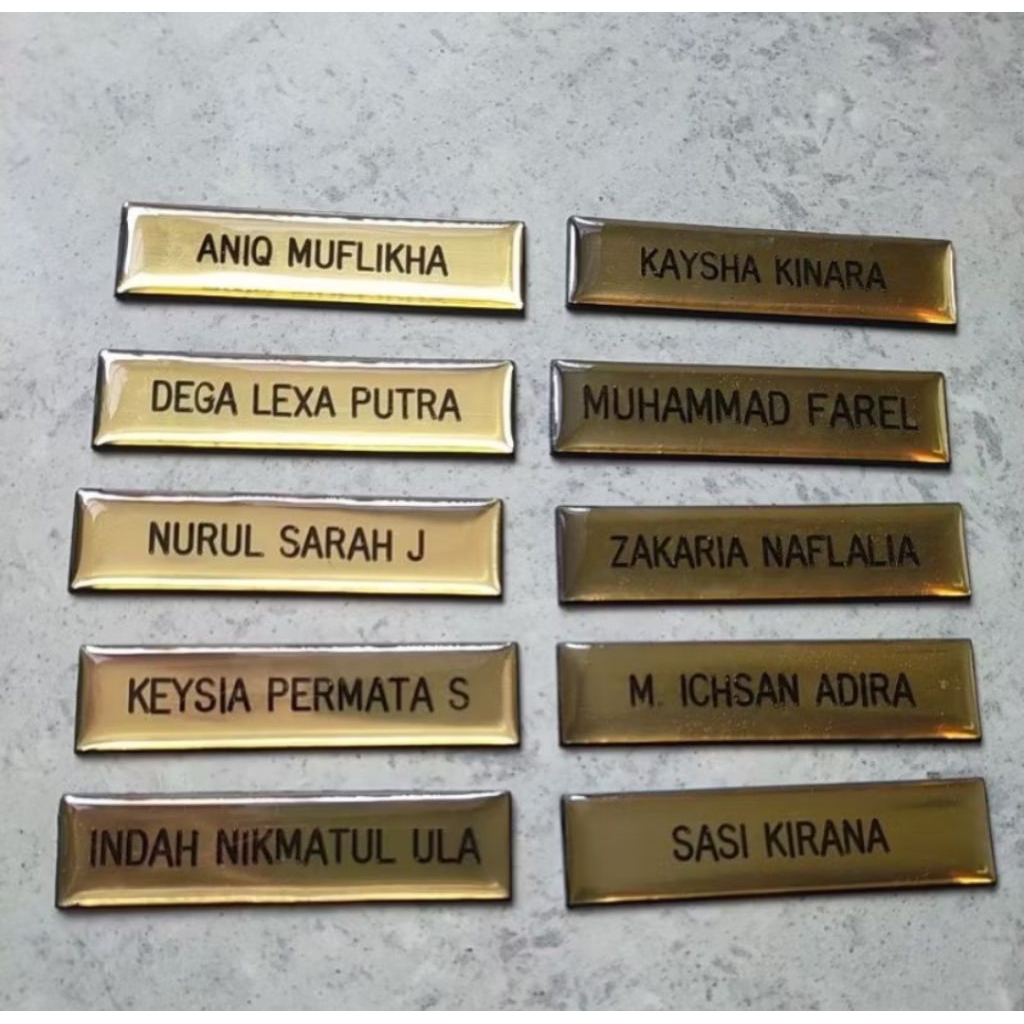 

Name Tag PDH Kuningan Glossy ( Paku Peniti dan Magnet )