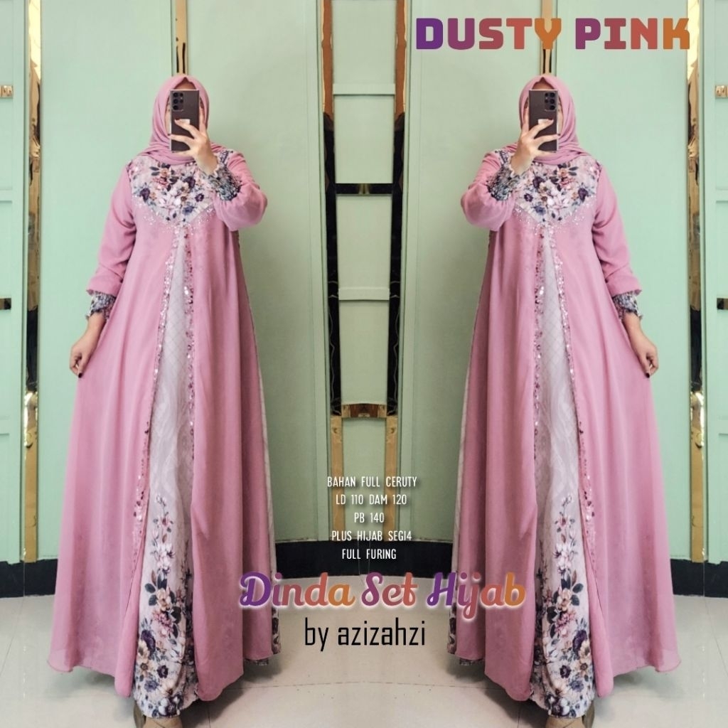 DINDA GAMIS SYARI CERUTY SET HIJAB SEGI 4 BUSUI