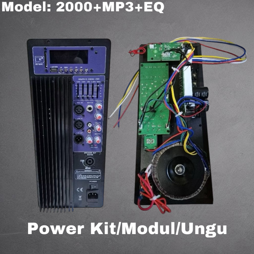 Modul Mesin Speaker Aktif Power Kit Ungu 2000+MP3 Equalizer 16x38