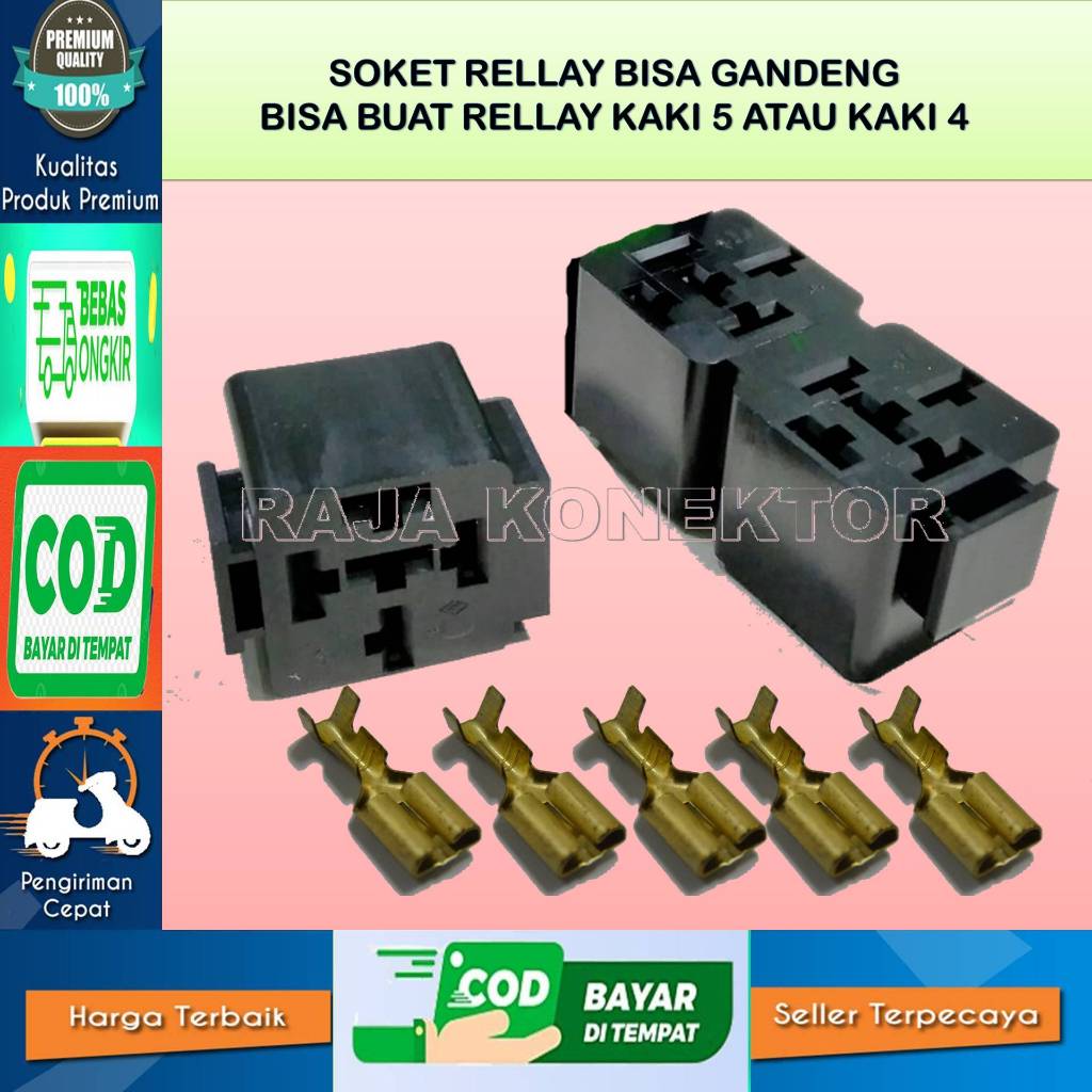 SOKET RELAY GANDENG 4 KAKI DAN 5 KAKI KOMPLIT SKUN WARNA HITAM RUMAH RELAY GANDENG