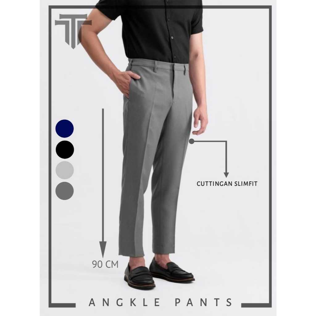 celana bahan formal slimfit pria angkle pants