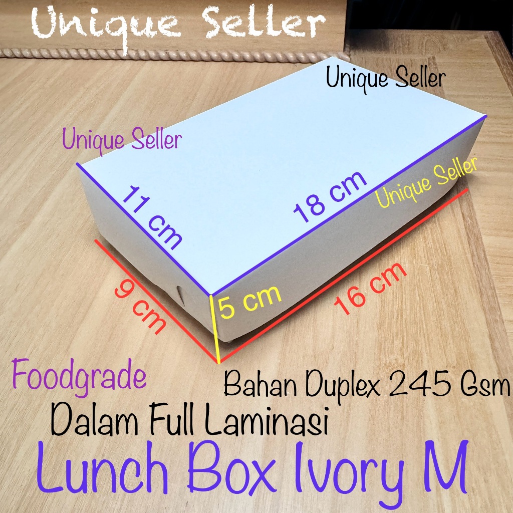 

[Isi100] Lunch Box M Uk 16x9x5 Ivory Putih Laminasi / Kotak Makan Kertas Lunch Box M / Paper Lunch Box M / Lunch Box M Ivory / Lunch Box Putih M / Kotak Makan Kertas M