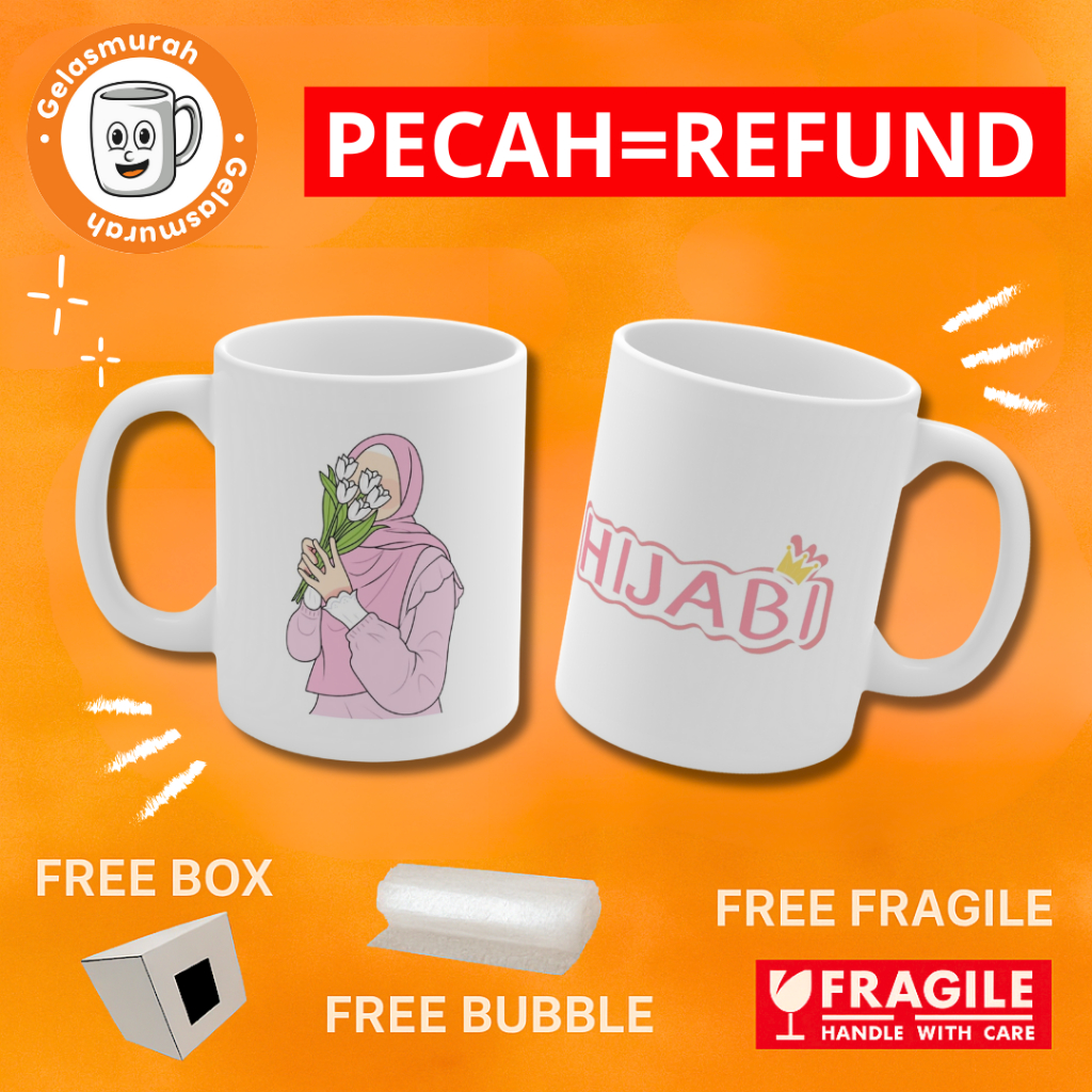MUG KERAMIK MOTIF HIJABI PINK