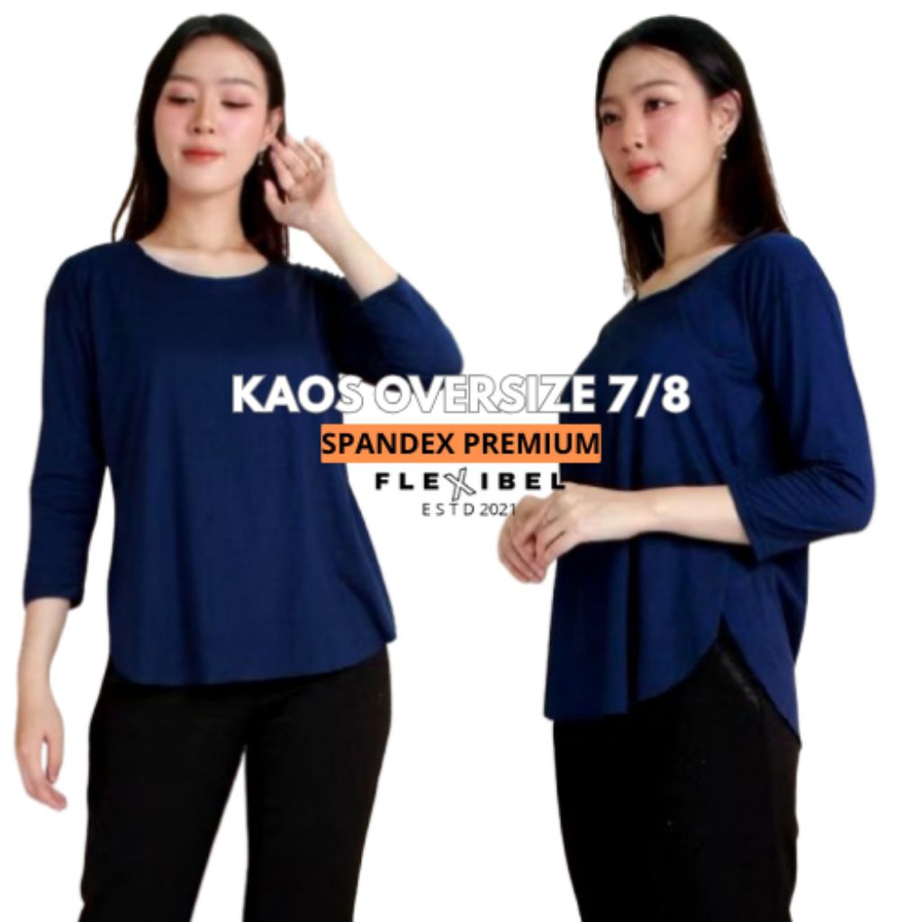 Kaos Oversize Lengan 7/8 Kaos Atasan Wanita