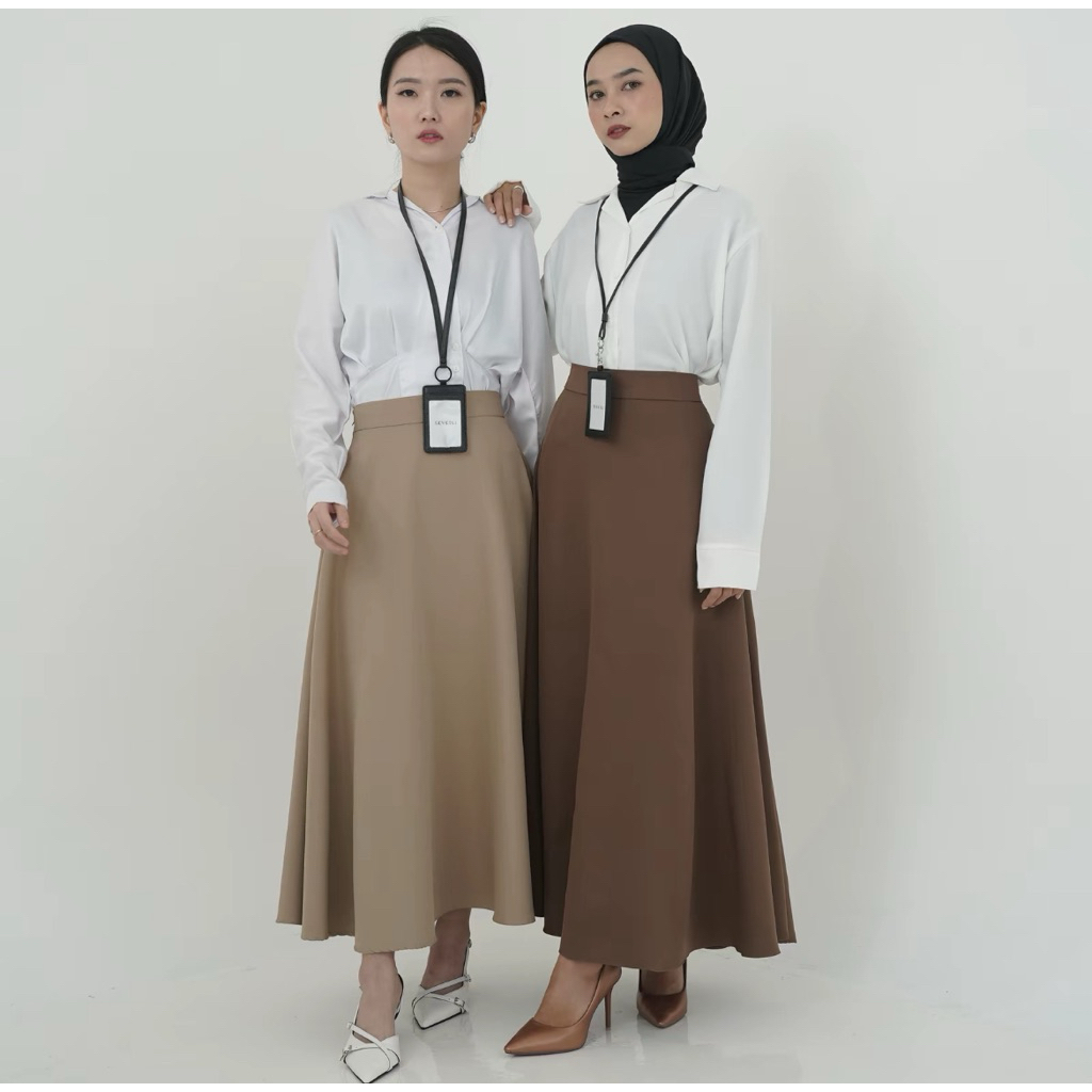 Severli Fuji Midi Maxi Skirt | Rok Kerja | Rok Wanita Korean Style | Rok high waist