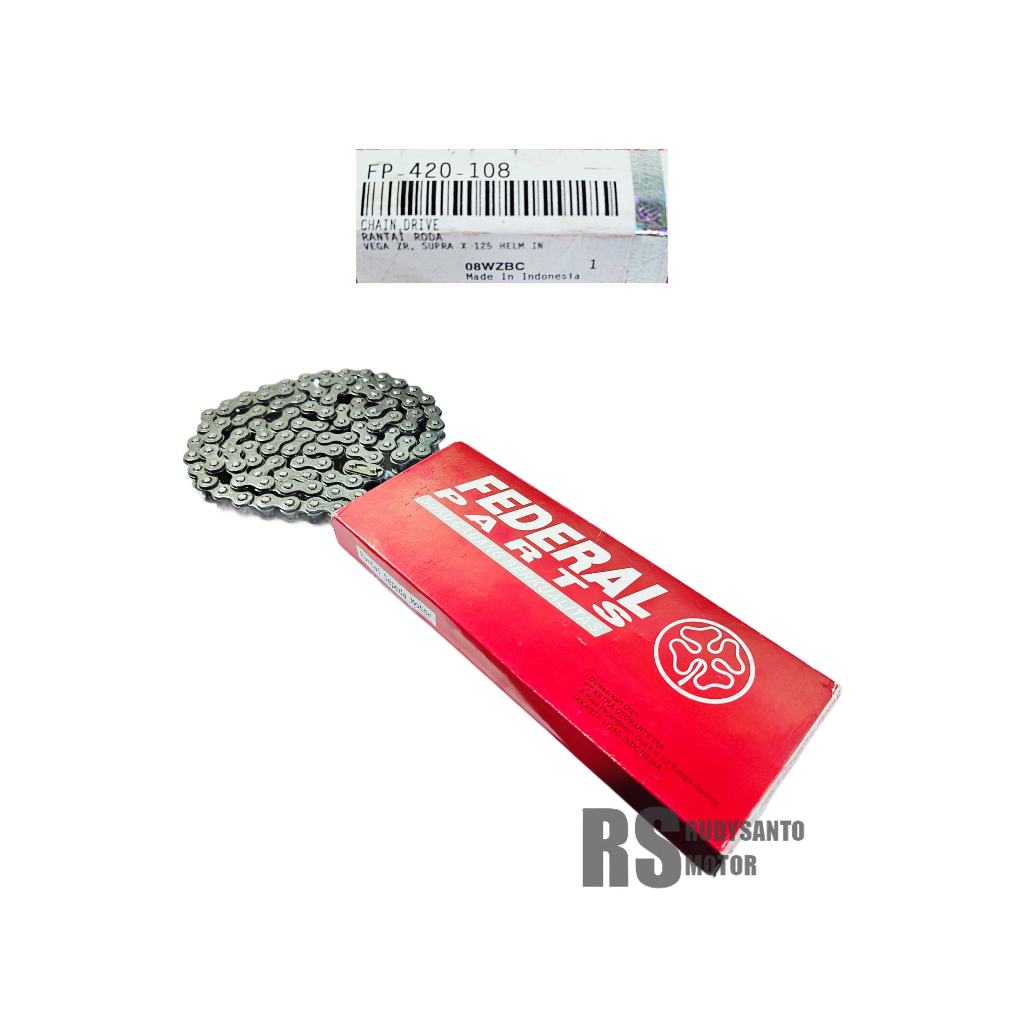RANTAI 420 - 108 SUPRA X 125 HELM IN VEGA ZR RANTAI RODA MERK FEDERAL FP-420-108