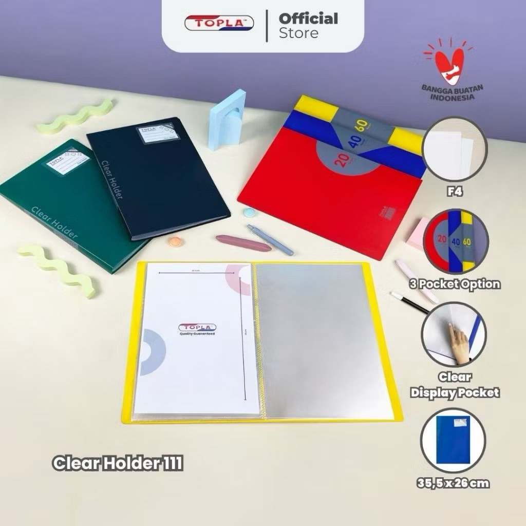 

TOPLA Clear Holder 111 - Display Book 20/40/60 File - Penyimpan Kertas & Berkas