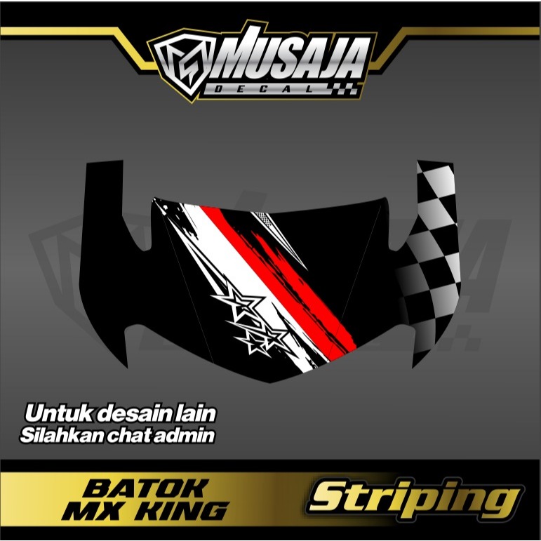 Decal mx king bagian batok depan saja putih merah - dekal mxking v1/v2 simpel terbaru
