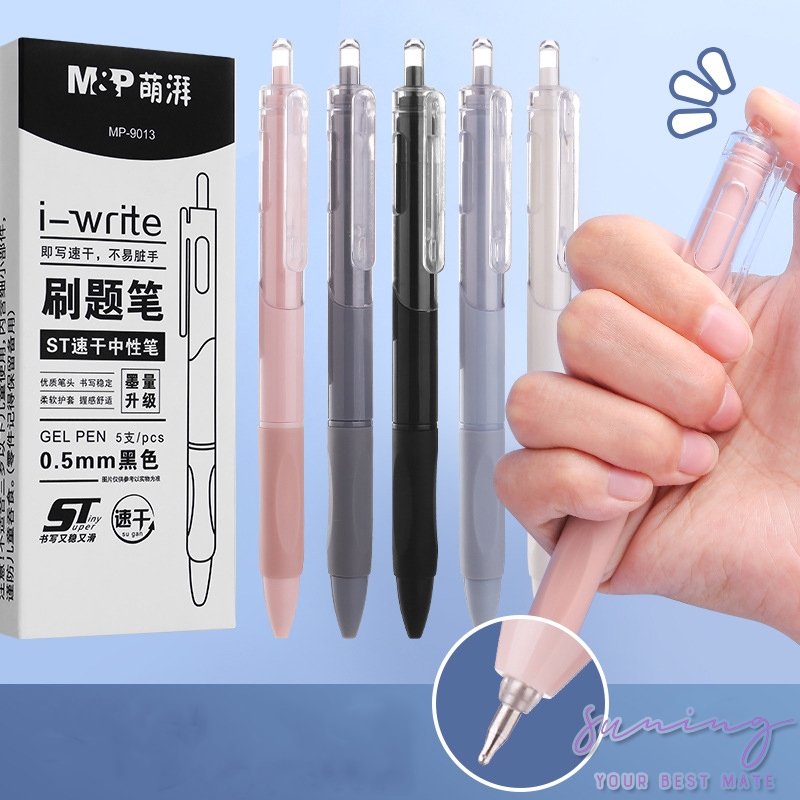 

5/10pcs Pulpen ST Cepat Kering Pena Netral Pena Tanda Tangan Pena Pen Student 0.5mm Pena Hitam Pena Netral Cepat Kering