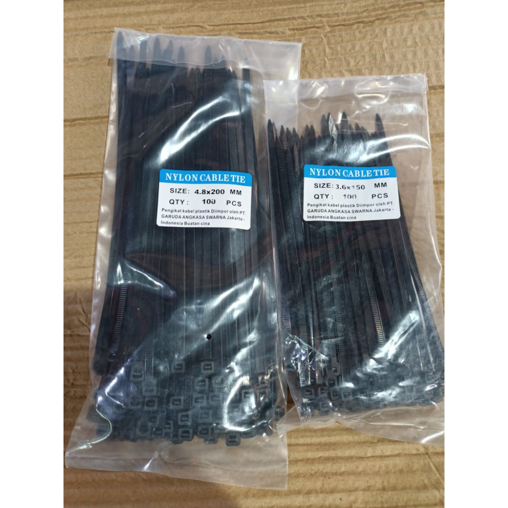 

kabel ties / kabel tis /cable ties/tali serut size 3.6x150 mm / size 4.8x200mm isi 100 pcs
