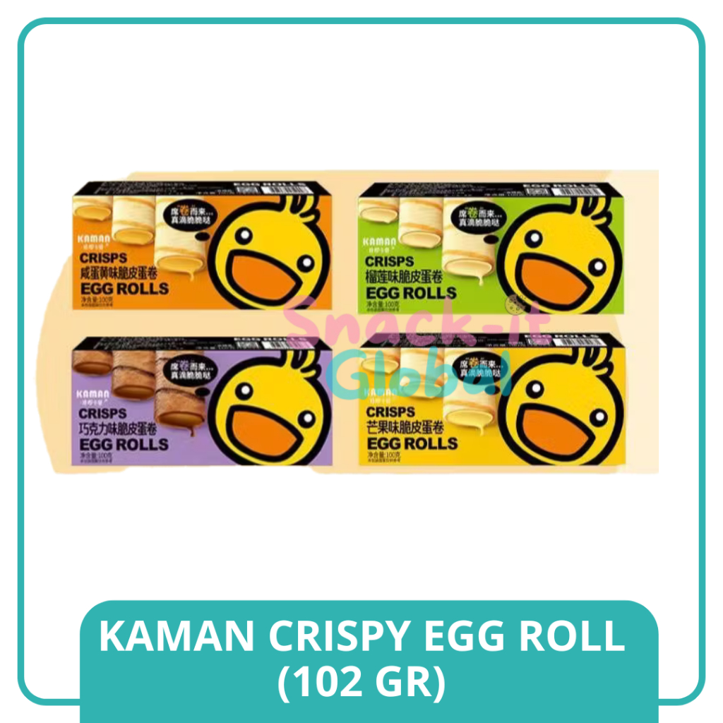 Kaman Crispy Egg Roll Bebek Rasa Salted Egg, Cheese & Durian / Makanan Ringan Semprong 100gr