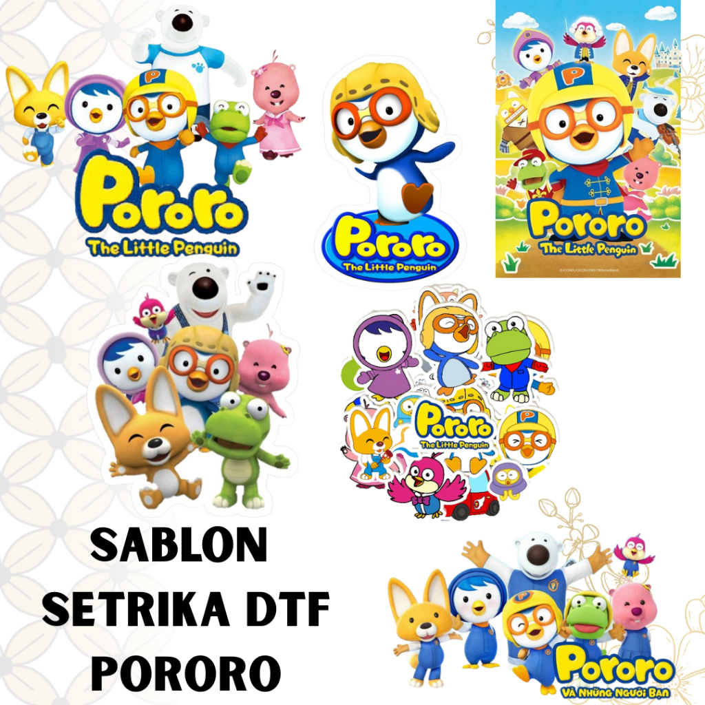 SABLON SETRIKA SABLON DTF ANAK SATUAN TEMA PORORO LOGO A4 A5 A6 SIAP PRESS