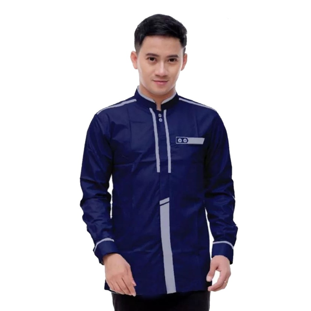 Kemeja Baju Koko Pria Dewasa Lengan Panjang Warna Putih Motif Katulistiwa Seragam Hadroh Terbaru 202