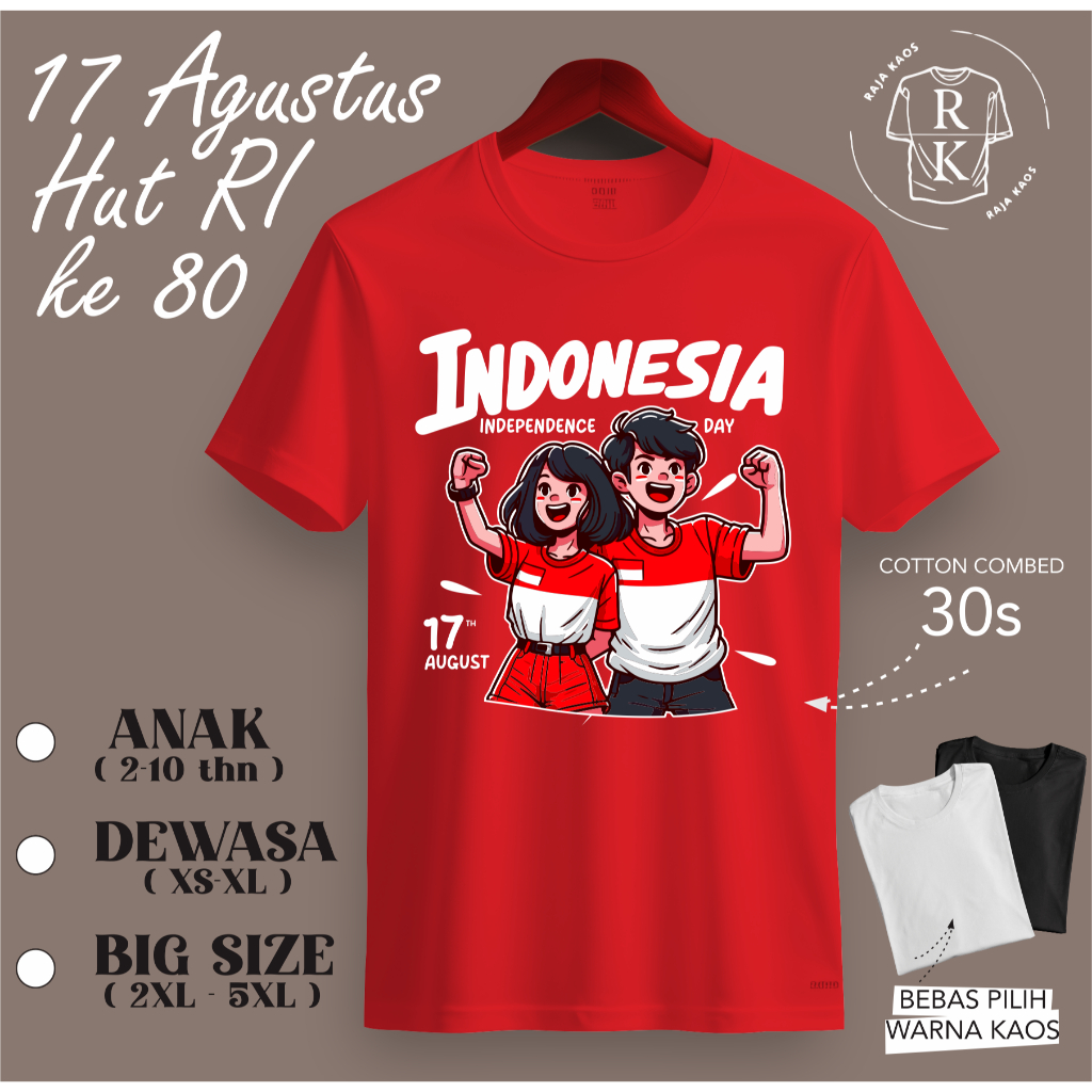KAOS HUT RI KE 80 - BAJU 17 AGUSTUS - BAJU KAOS 17 AGUSTUS