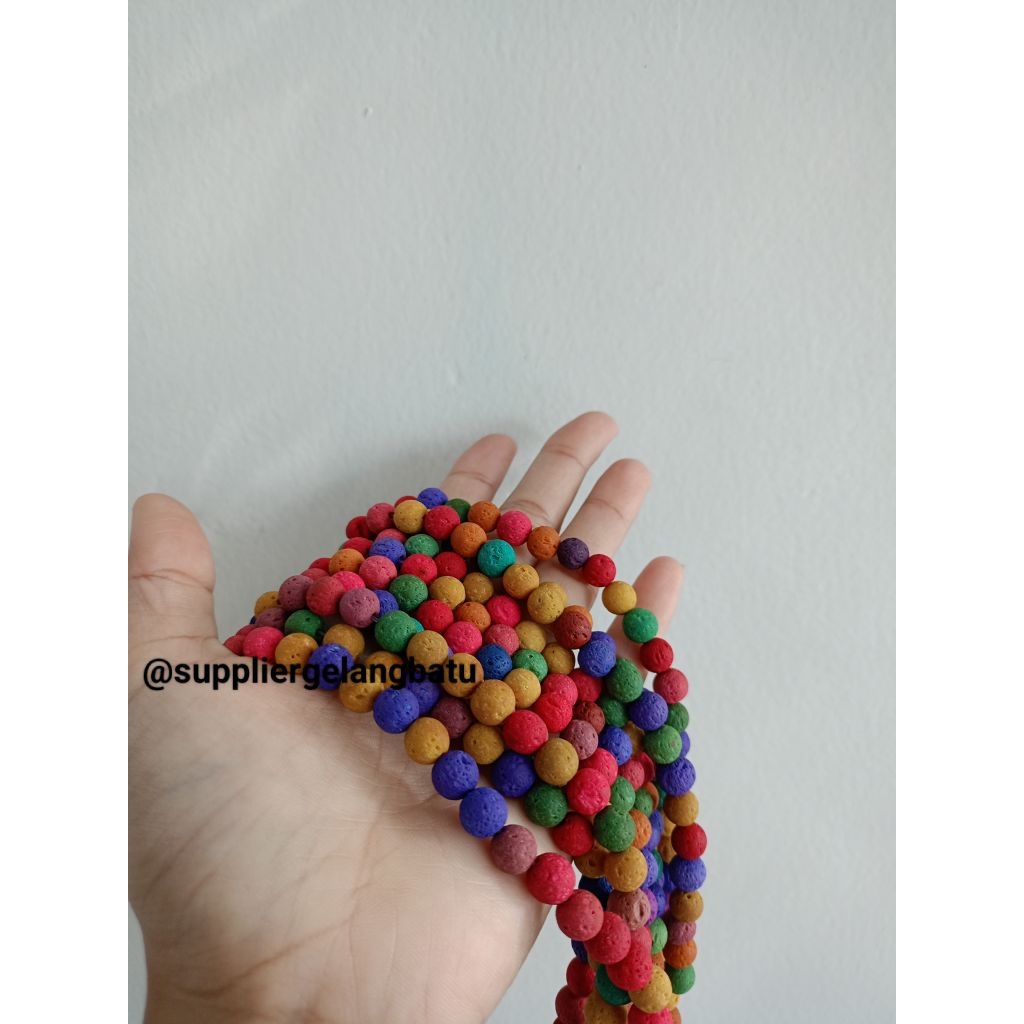 renceng multicolour lava natural pacawarna 8mm batu akik merapi larva