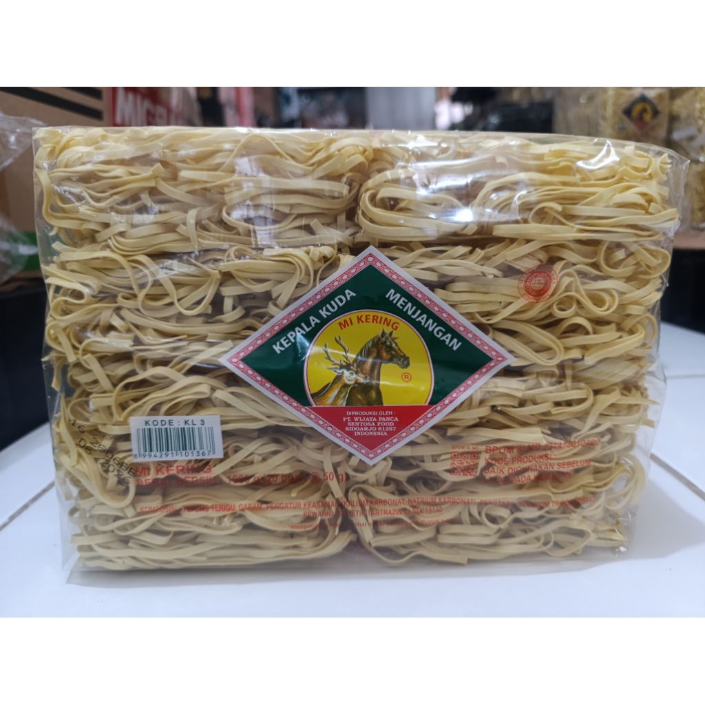 

Mie kering kuda menjangan Lebar (KL3) 1 Kg 20 keping