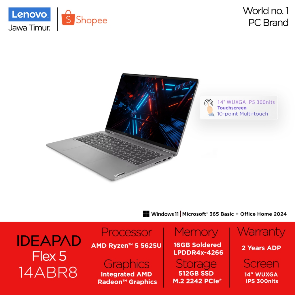 Lenovo Flex 5 HXID AMD Ryzen 5 5625U 16GB 512GB Integrated AMD Radeon Graphics