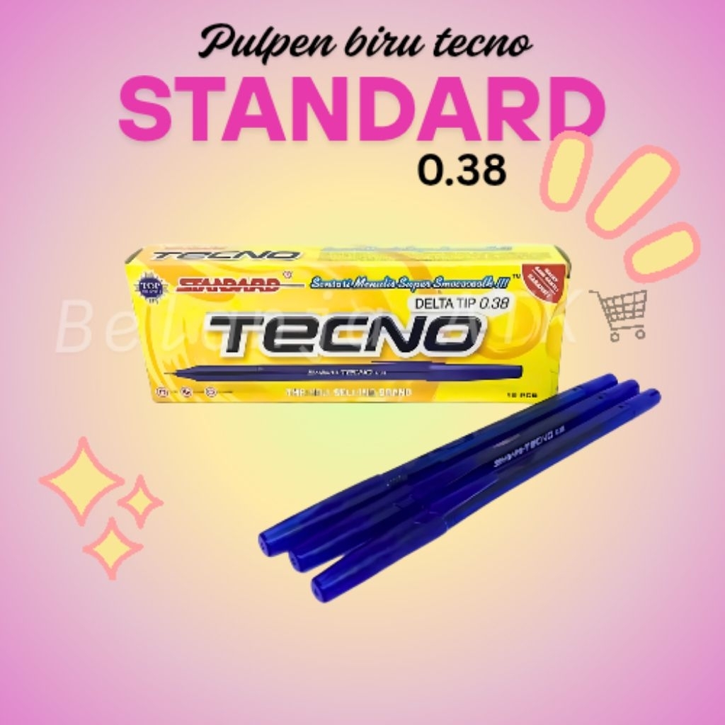 

[per pak] pulpen alat tulis standard tecno hitam / biru 12 pcs