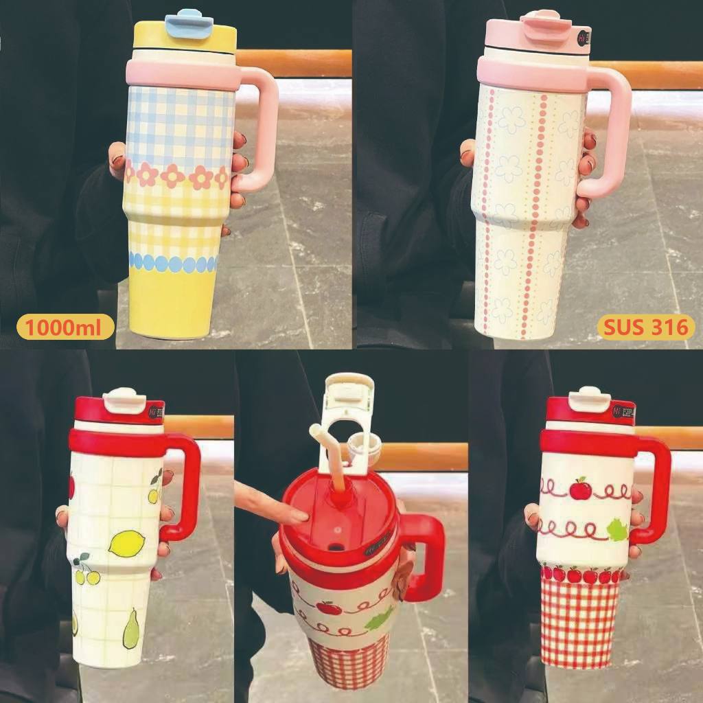Tumbler 1000ml Fruity Bloom Stainless SUS 316 / Tumbler Botol Minum 1000ml