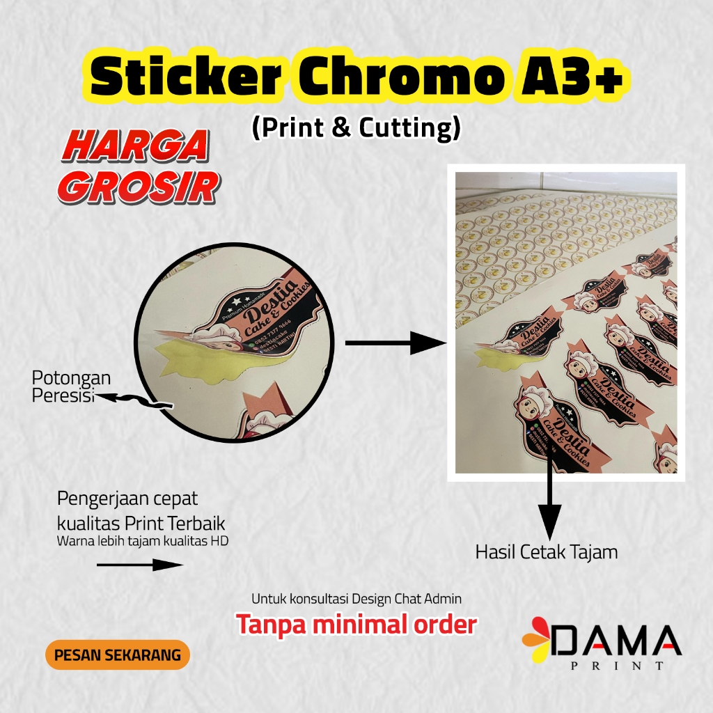 

CETAK STIKER CROMO A3+ HARGA GROSIR / STIKER LABEL MURAH / CETAK STIKER CUTTING CROMO MURAH