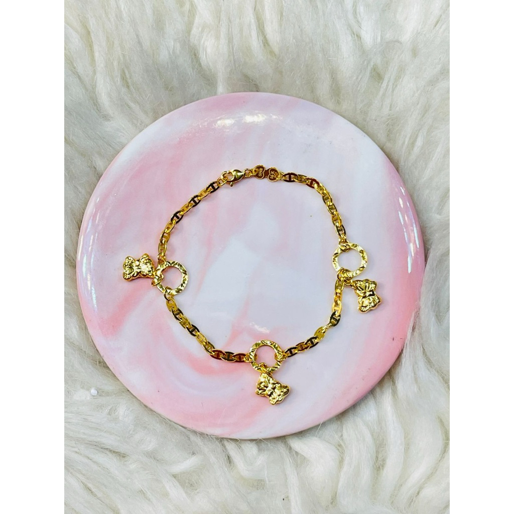 gelang casteli bulat bulat pita kristal terbaru emas asli kadar 700