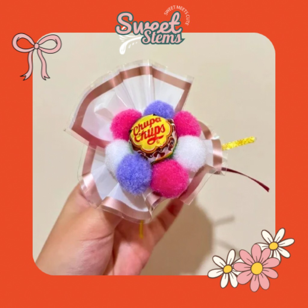 

Buket Permen Mini PomPom | Hadiah Souvenir Lucu Untuk resign wisuda hampers