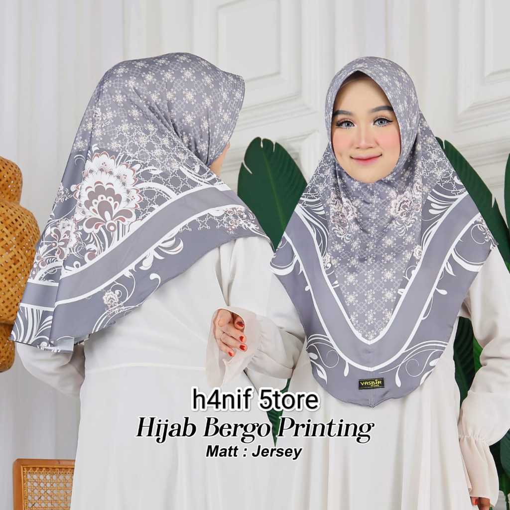 hijab bergo motif printing premium jilbab bergo motif bunga batik h4nif 5tore