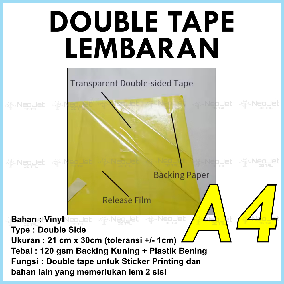 

Double Tape Lembaran A4 ukuran 21 cm x 30 cm Lem 2 sisi Double Side Adhesive Sheet Double Tape Lembar